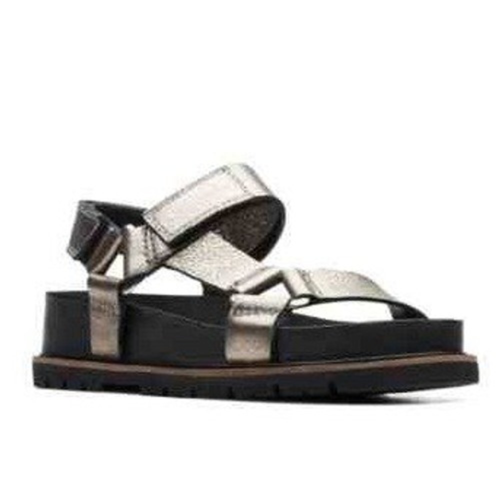 Clarks Orianna Strappy Platform Sandals Metallic Silver Size 7.5 Maximalist Glam